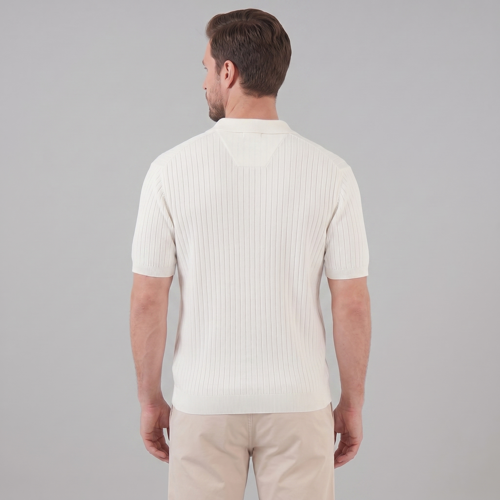 Casual Knit Polo Shirt for Men with Lapel Collar & Breathable Mesh