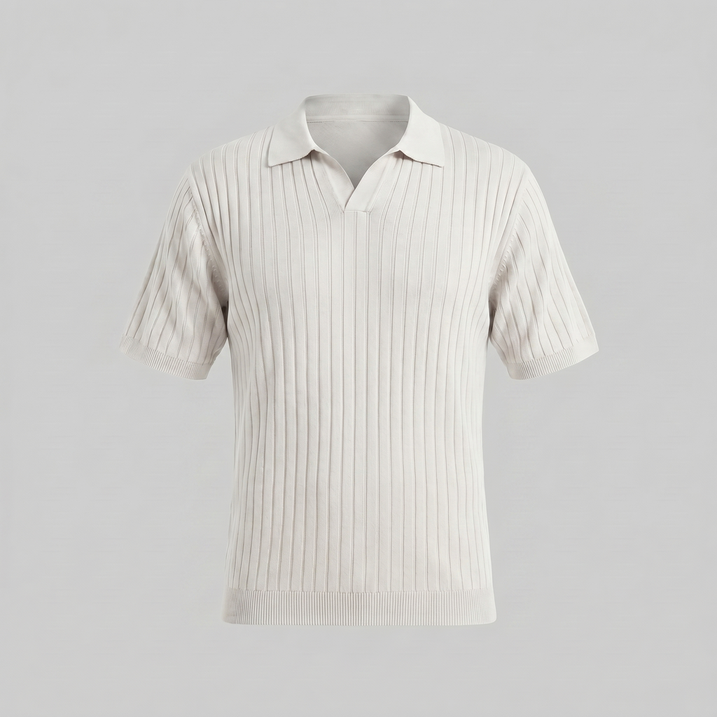 Casual Knit Polo Shirt for Men with Lapel Collar & Breathable Mesh