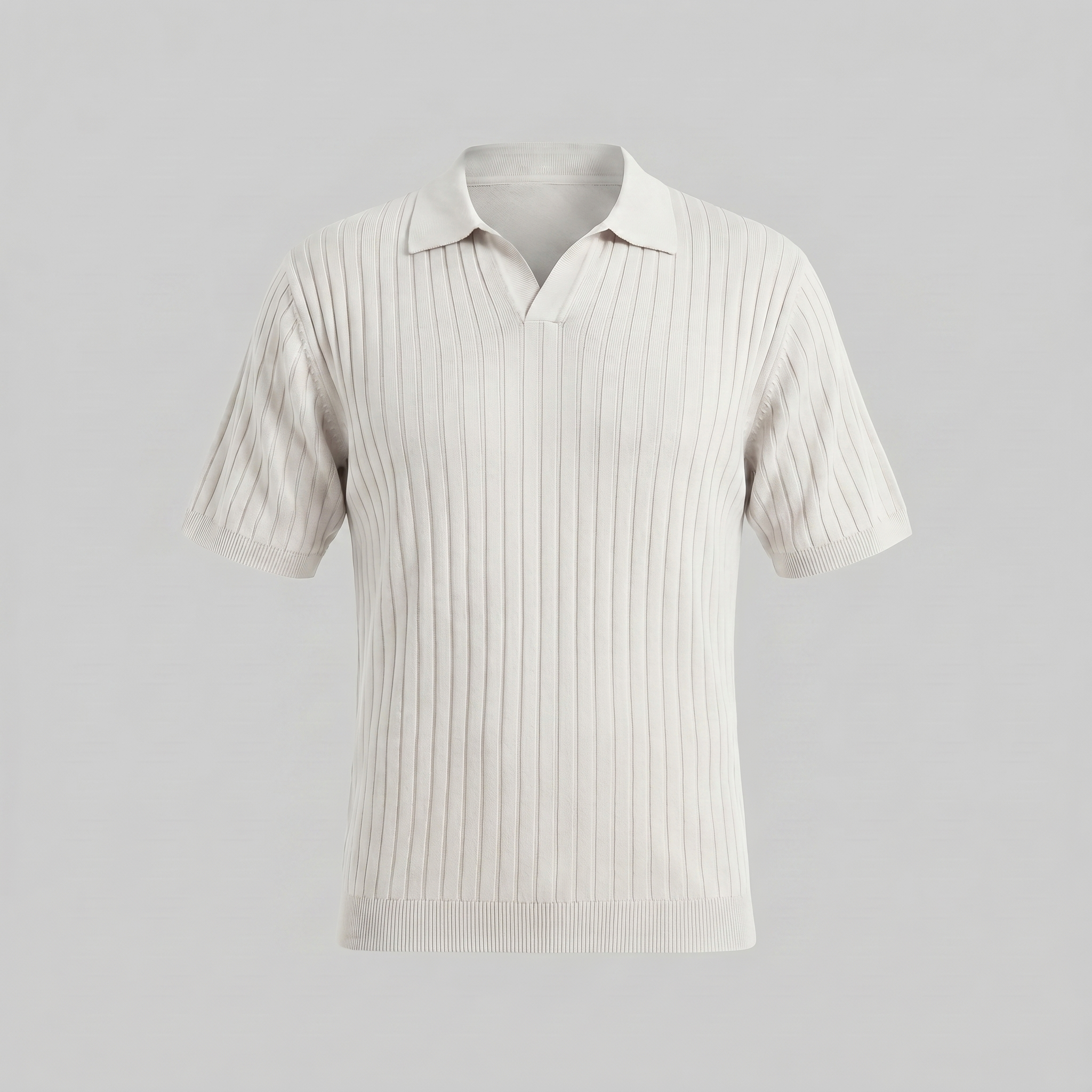 Casual Knit Polo Shirt for Men with Lapel Collar & Breathable Mesh
