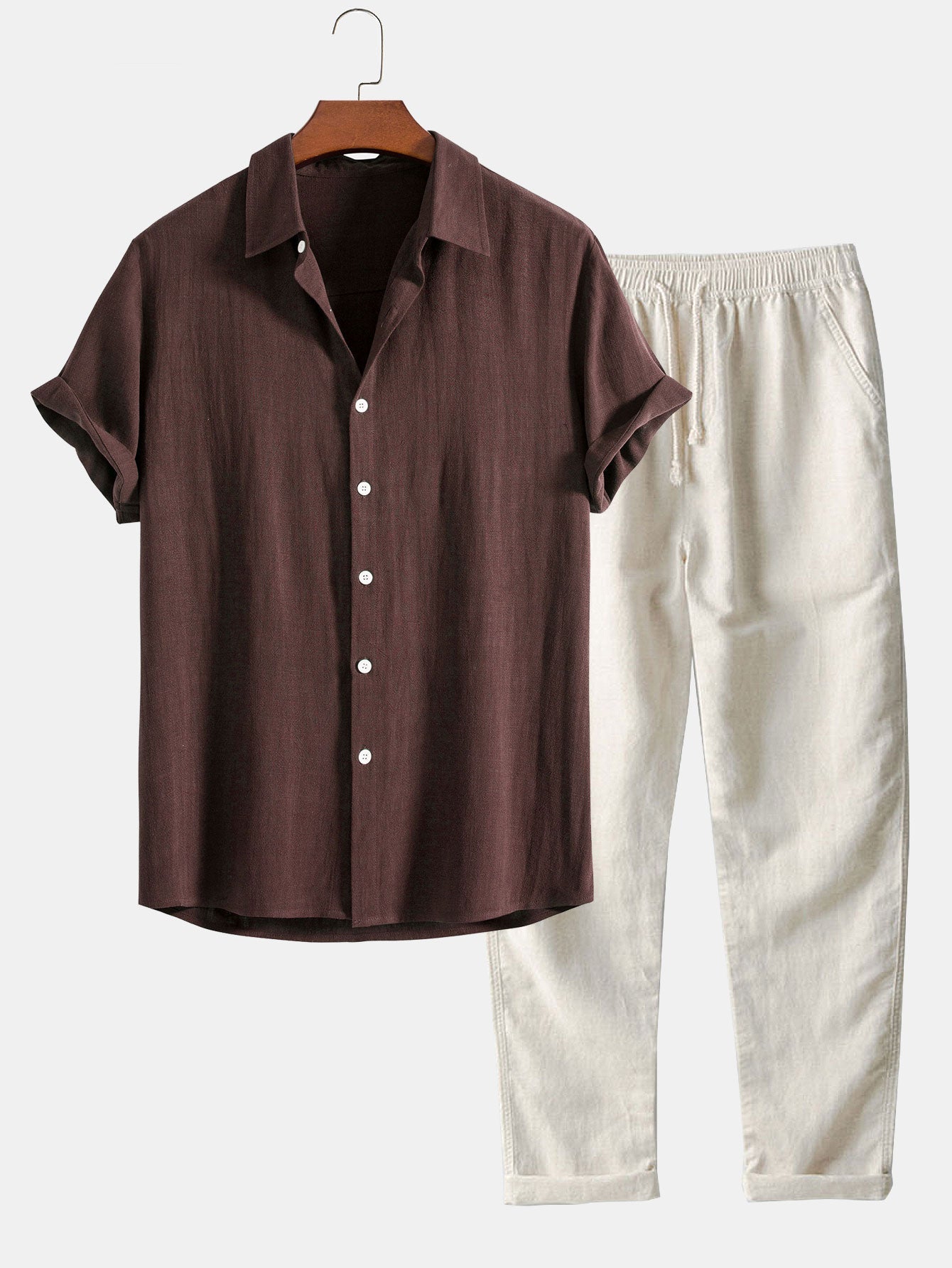 Casual Men's Matching Set | Short Sleeve & Drawstring Co-Ord