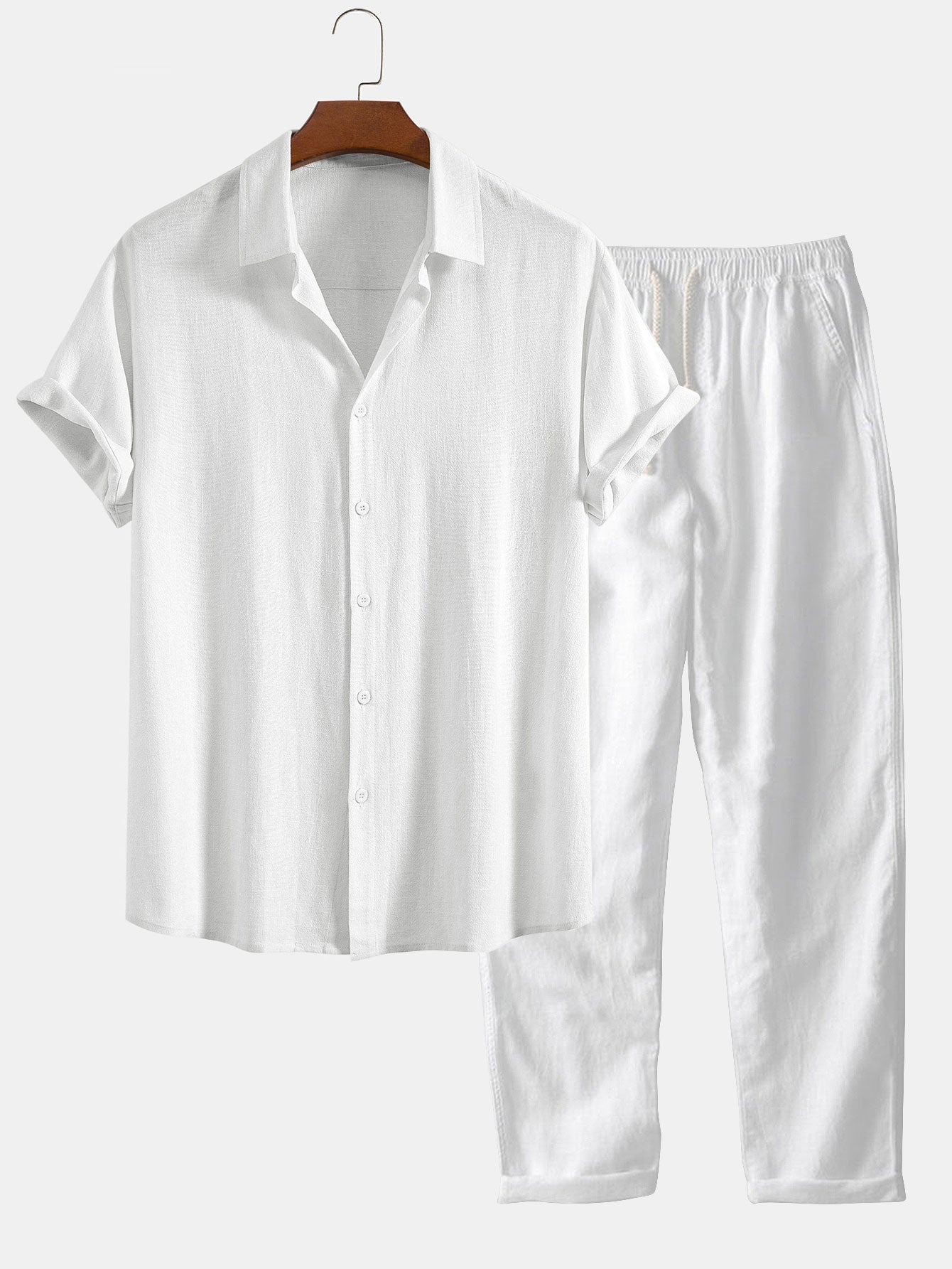Casual Men's Matching Set | Short Sleeve & Drawstring Co-Ord