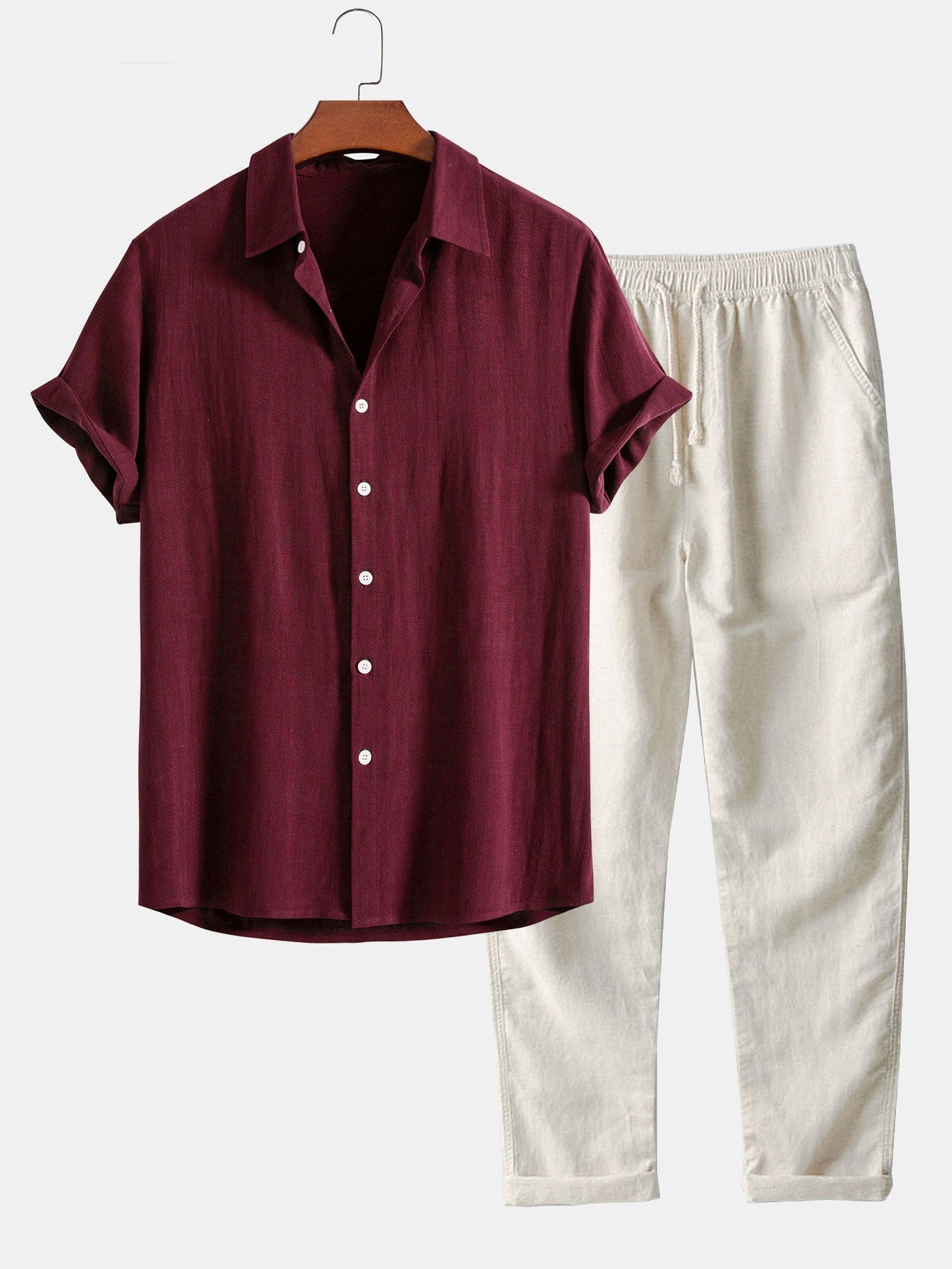 Casual Men's Matching Set | Short Sleeve & Drawstring Co-Ord