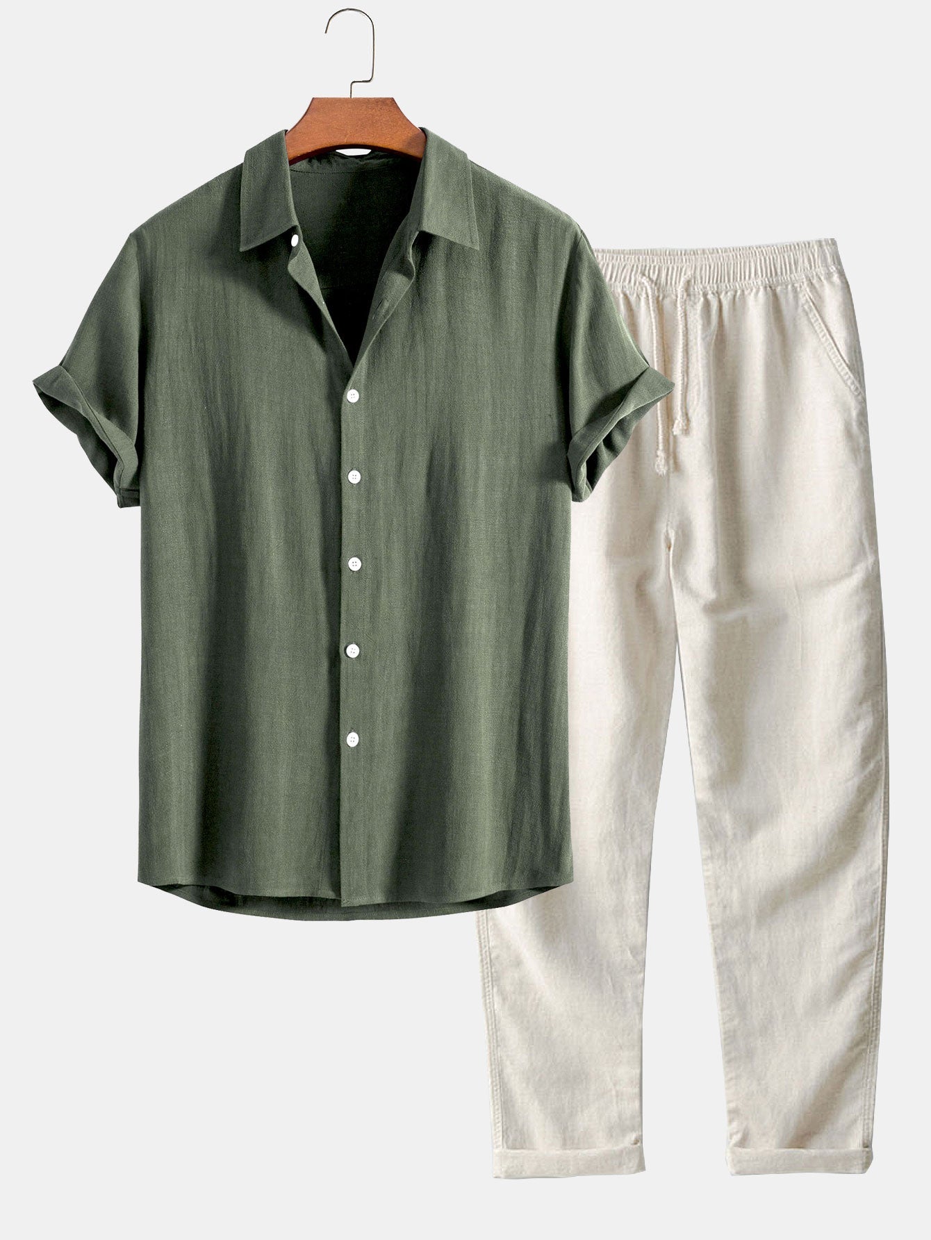 Casual Men's Matching Set | Short Sleeve & Drawstring Co-Ord