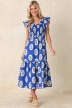 Women's Catch of the Day Royal Blue Multi Cotton Tiered Maxi Dress | 100% Cotton 0