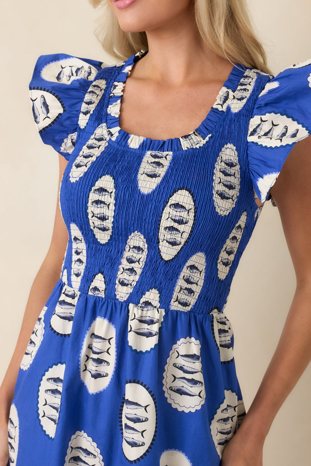 Women's Catch of the Day Royal Blue Multi Cotton Tiered Maxi Dress | 100% Cotton 1