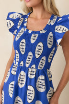 Women's Catch of the Day Royal Blue Multi Cotton Tiered Maxi Dress | 100% Cotton 1