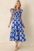 Women's Catch of the Day Royal Blue Multi Cotton Tiered Maxi Dress | 100% Cotton 2