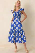 Women's Catch of the Day Royal Blue Multi Cotton Tiered Maxi Dress | 100% Cotton 5