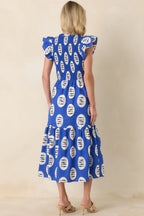 Women's Catch of the Day Royal Blue Multi Cotton Tiered Maxi Dress | 100% Cotton 6