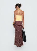 Women's Caviar Tie Maxi Skirt Brown Stripe | Maxi skirt in stripe print with a tie design 4