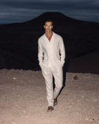 Cecile Lavelle | Men's Outfit with Relaxed Fit Beige Shirt & Pants Set | Stylish Summer Look for Comfort