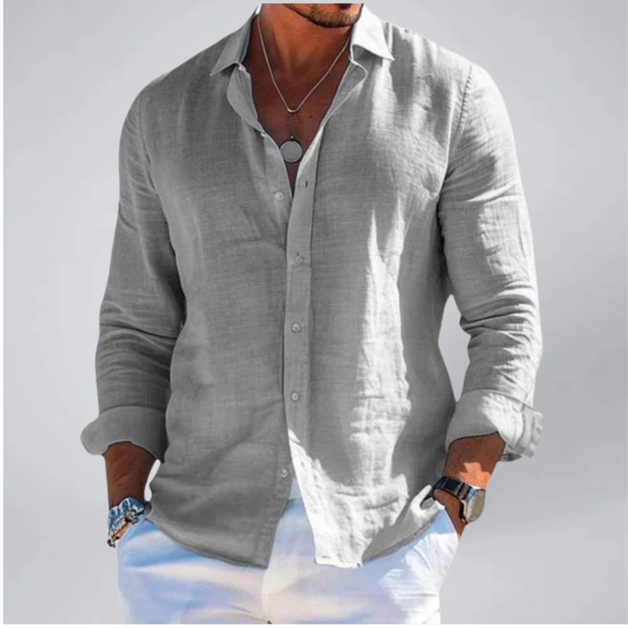 Celestiella | Men's Shirt in Premium Linen with Soft Collar | Breathable Comfort for Effortless Style