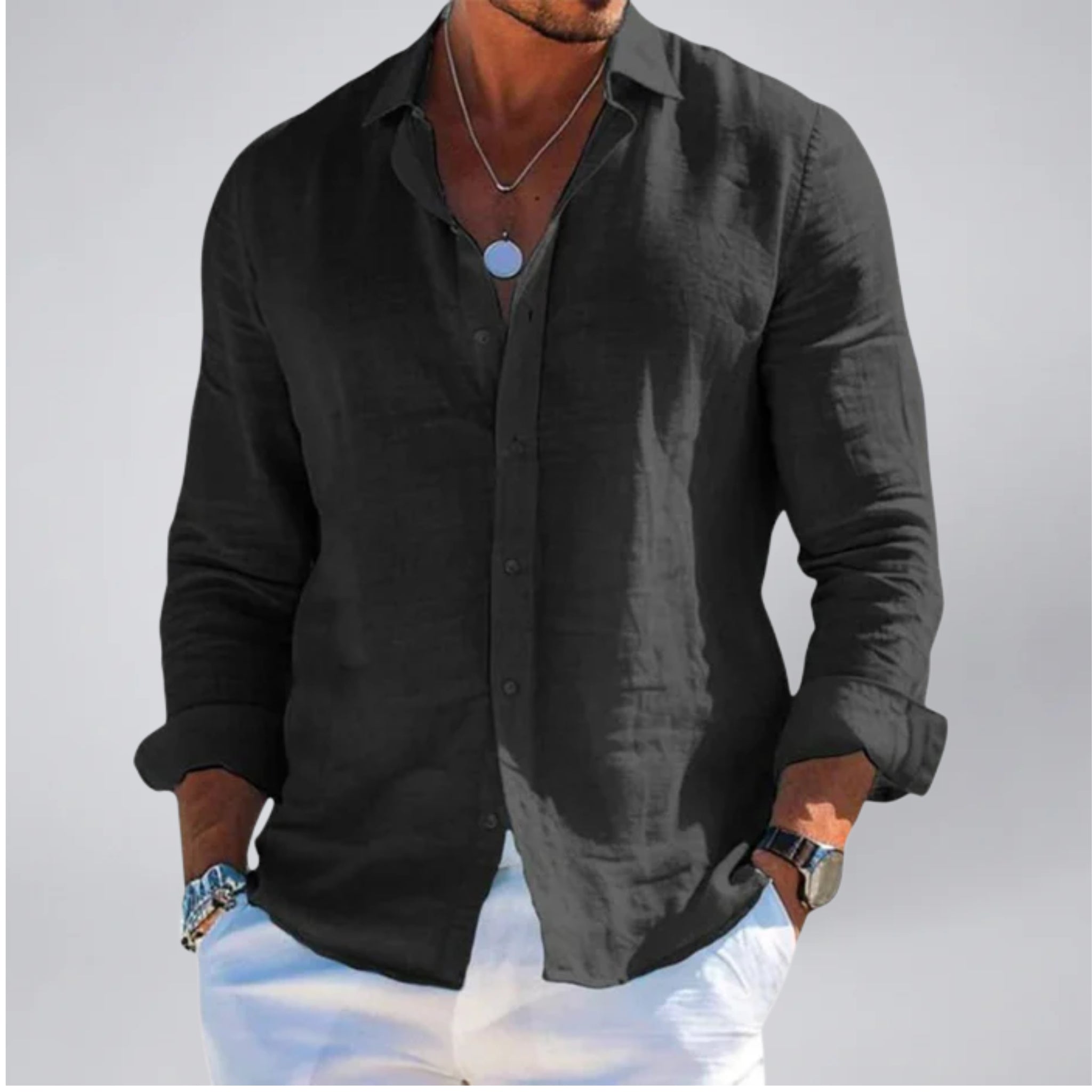 Celestiella | Men's Shirt in Premium Linen with Soft Collar | Breathable Comfort for Effortless Style