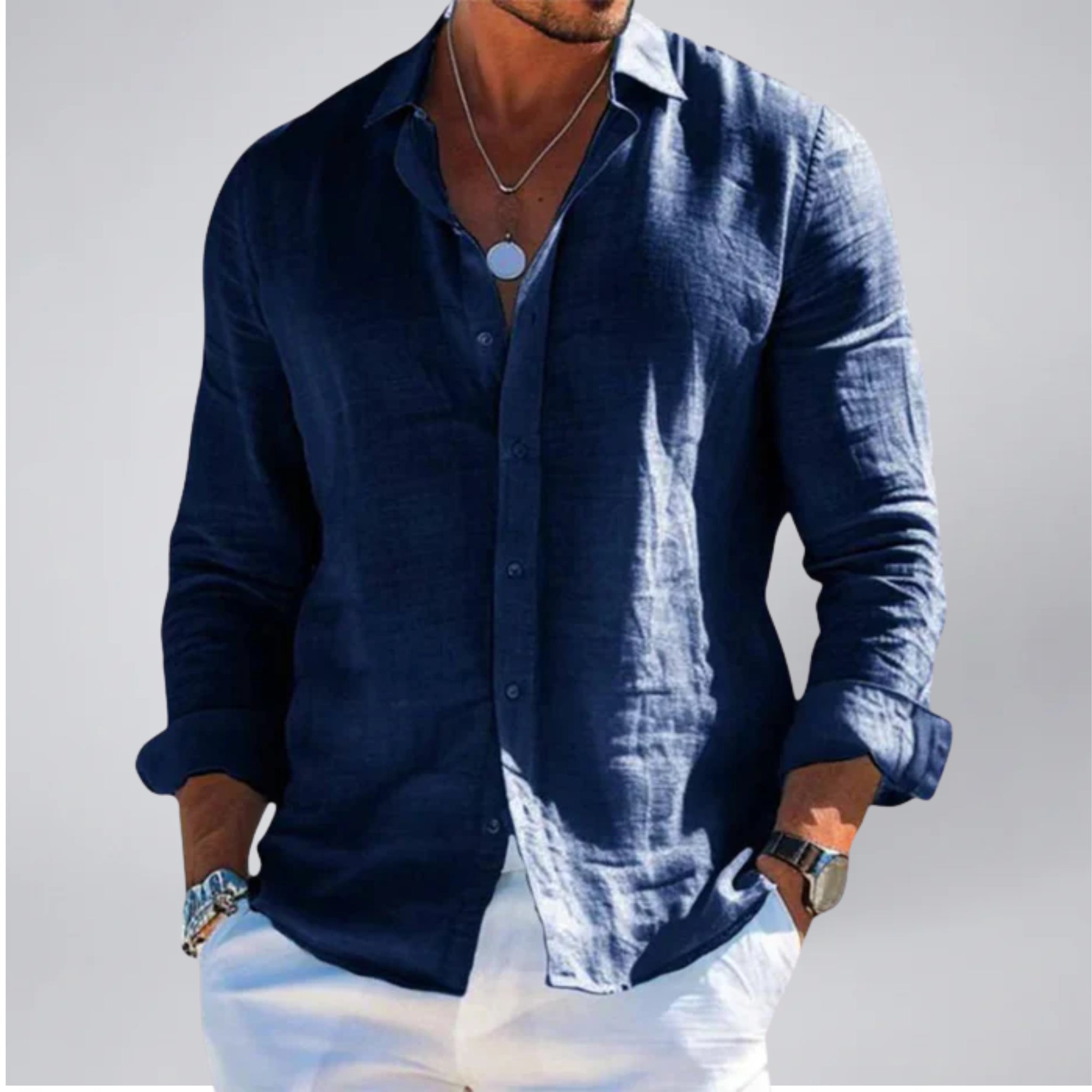 Celestiella | Men's Shirt in Premium Linen with Soft Collar | Breathable Comfort for Effortless Style