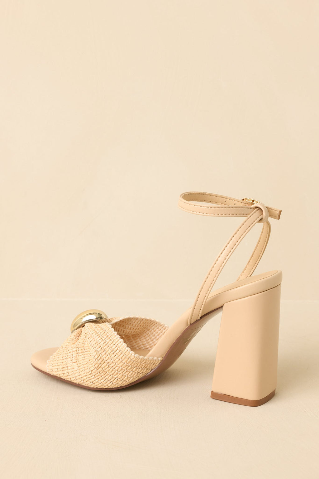 Women's Charmed I'm Sure Natural Woven Bow Block Heel Sandals | Heel measures 3.75" 5