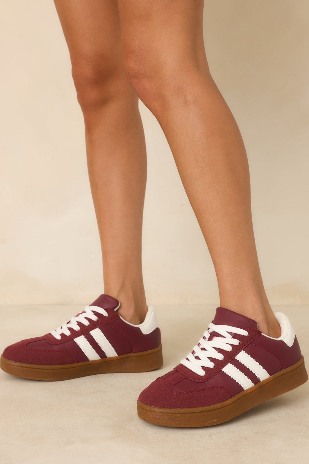Women's Chasing Chill Burgundy Faux Suede Lace-Up Sneakers | Sole measures 1.25" 0