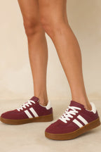 Women's Chasing Chill Burgundy Faux Suede Lace-Up Sneakers | Sole measures 1.25" 0