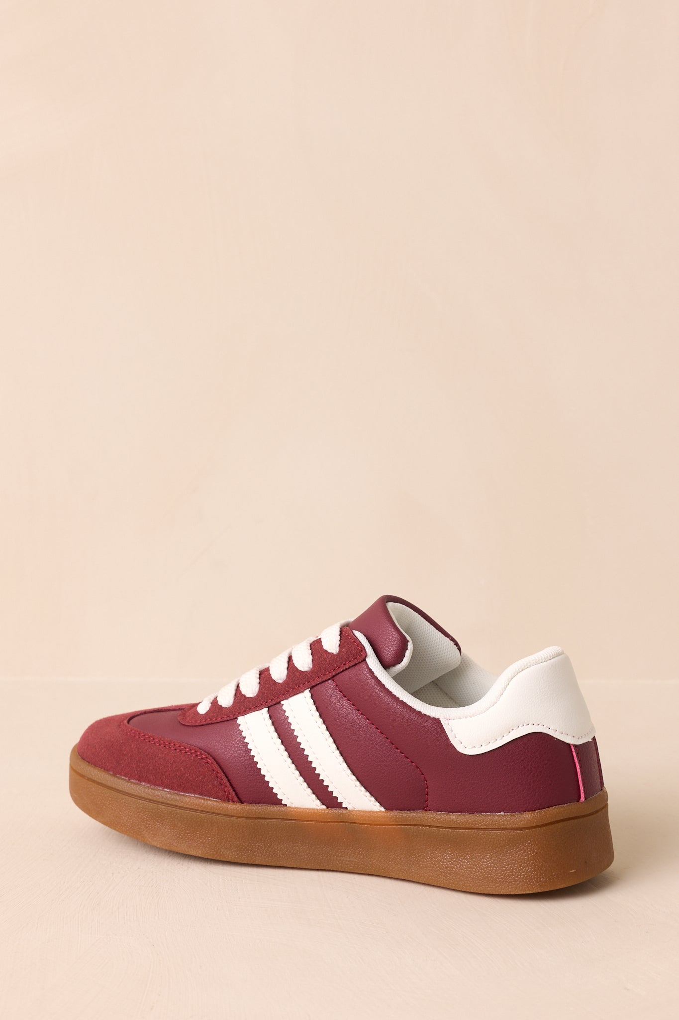 Women's Chasing Chill Burgundy Faux Suede Lace-Up Sneakers | Sole measures 1.25" 5
