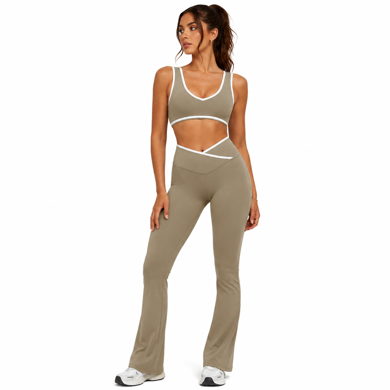 Tan seamless yoga activewear set