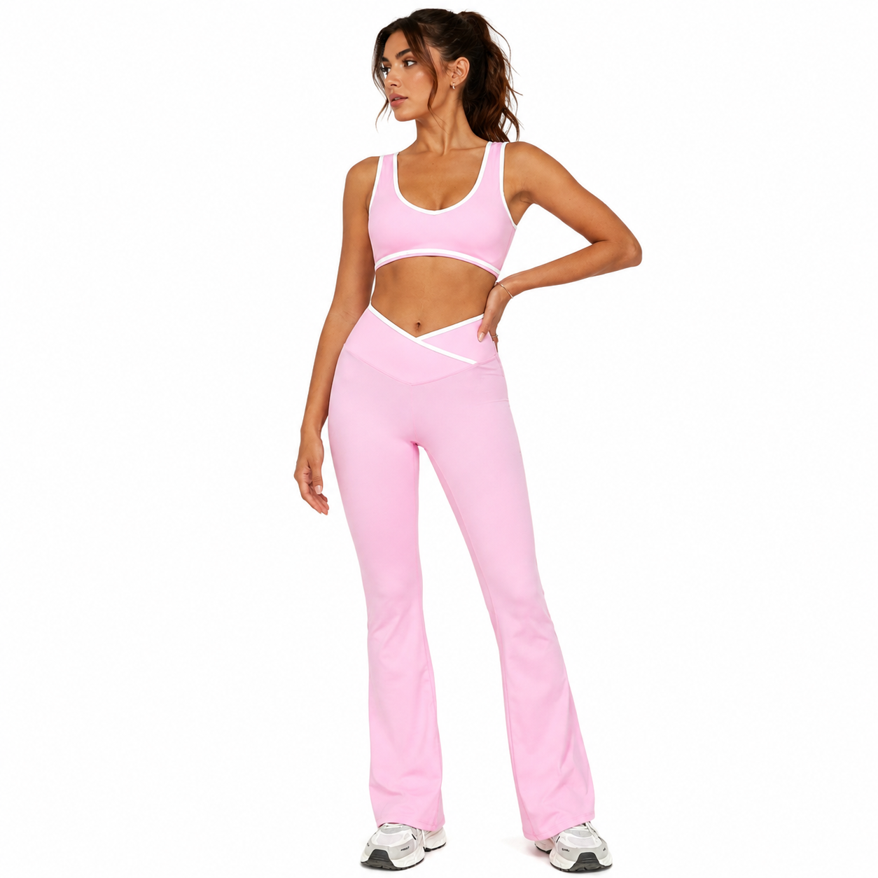 Pink seamless yoga activewear set