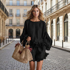 Chic Casual | Plus Size Women's Outfit with Lantern Sleeves & Shorts | Relaxed Fit for Everyday Comfort