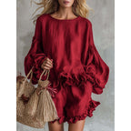 Chic Casual | Plus Size Women's Outfit with Lantern Sleeves & Shorts | Relaxed Fit for Everyday Comfort
