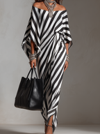 Chic Collection | Black Maxi Dress with Asymmetric Cut for Effortless Style