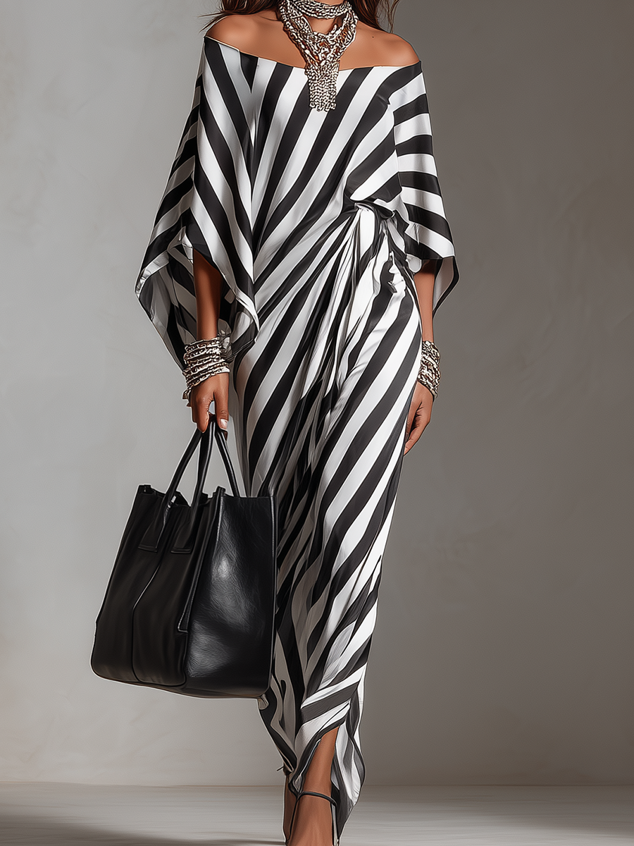 Chic Collection | Black Maxi Dress with Asymmetric Cut for Effortless Style