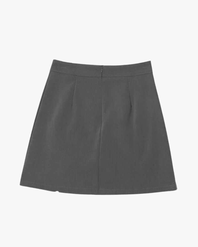 Chic Collection | Black Mini Skirt with Tailored Design & Side Slit | Versatile Style for Office and Evening