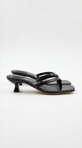 Chic Collection | Black Thong Sandals for Women with Kitten Heel | Comfortable Minimalist Design for Effortless Style
