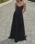 Maxi Dress for Women with V-Neckline & Backless Design – Trendy...