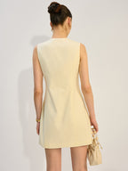 Chic Collection | White Mini Dress with Button-Front Design | Stylish Sleeveless Dress for Effortless Summer Fashion