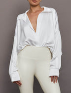 Women's Bodysuit Set with Silky Fabric & Oversized Shirt –...
