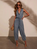 Chic Denim Jumpsuit for Women with Drawstring Waist | Comfortable Fit for Effortless Style
