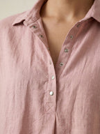 Chic Essentials | Women's Polo Shirt with Breathable Linen-Cotton Fabric | Casual Style for Everyday Comfort