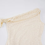 Chic Lace Ruffle Mini Dress | Asymmetric One-Shoulder Design for Effortless Elegance