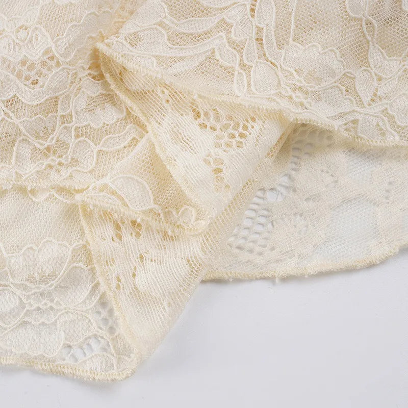 Chic Lace Ruffle Mini Dress | Asymmetric One-Shoulder Design for Effortless Elegance