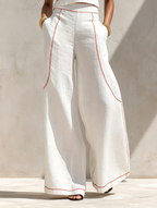 Chic Minimalist | Women's Loungewear Two-Piece Set with Lightweight Linen-Blend Fabric | Effortless Style for Warm Weather