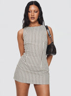 Chic Stripes | Women's Romper with Tie-Back Design | Comfortable Summer Outfit for Effortless Style