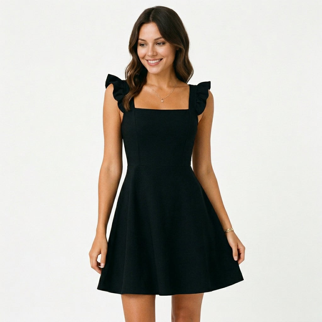 Ruffle-Strap Lightweight Mini Dress