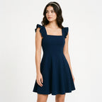 Ruffle-Strap Lightweight Mini Dress