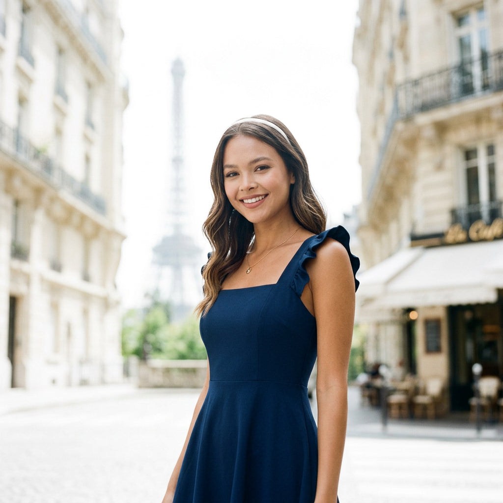 Ruffle-Strap Lightweight Mini Dress