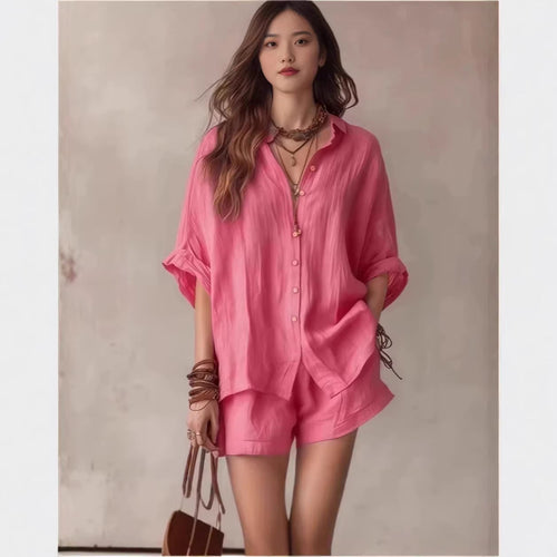 Chic Summer – Women's Outfit with Loose Button matching Set...