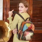 Chic Vegan Leather Backpack | Spacious Everyday Rucksack with Floral Design for Organized Travel