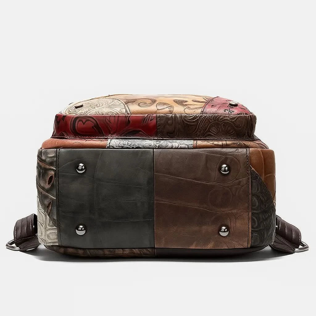 Chic Vegan Leather Backpack | Spacious Everyday Rucksack with Floral Design for Organized Travel