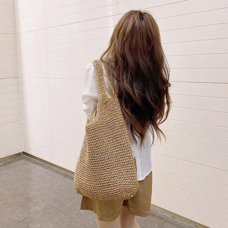 Chic Woven Straw Beach Bag | Large Capacity Tote for Effortless Summer Style