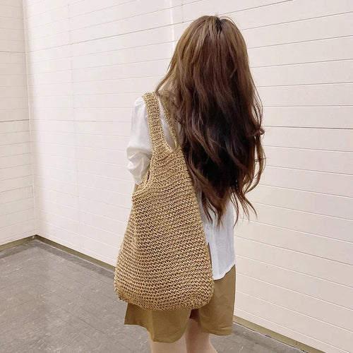 Chic Woven Straw Beach Bag | Large Capacity Tote for Effortless Summer Style