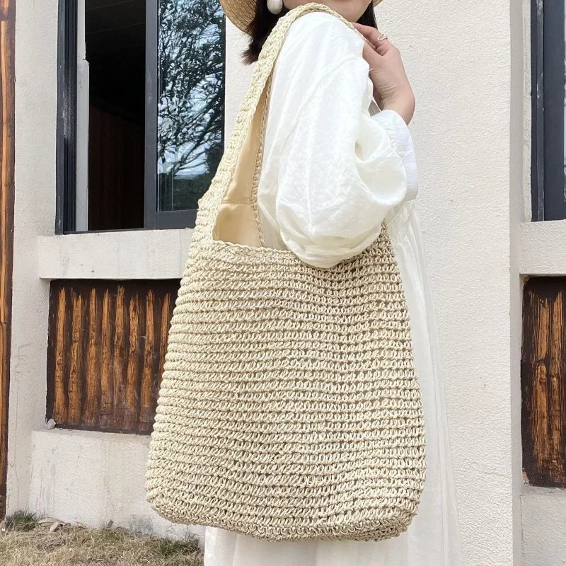 Chic Woven Straw Beach Bag | Large Capacity Tote for Effortless Summer Style