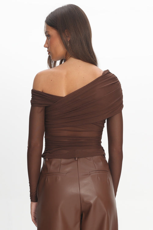 Christos Collection | Women's Top with Asymmetric Neckline & Ruching | Elegant Going Out Top for Glamorous Occasions