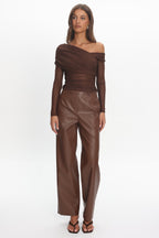 Christos Collection | Women's Top with Asymmetric Neckline & Ruching | Elegant Going Out Top for Glamorous Occasions